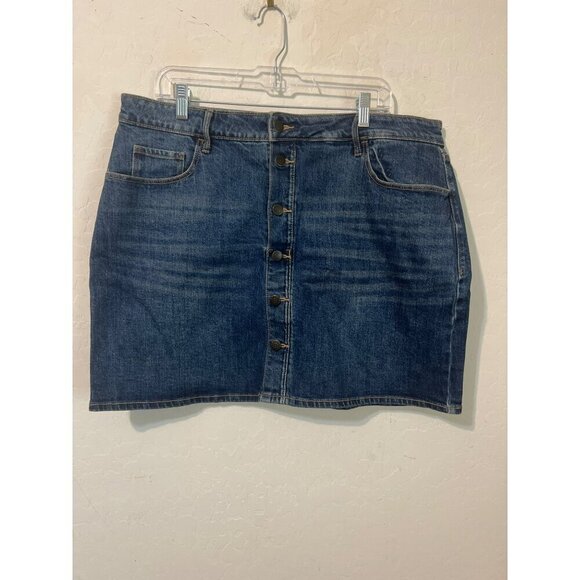 Old Navy Dresses & Skirts - Old Navy High Rise Secret Slim Pockets Sz 16 Button Down Jean Mini Skirt Medium